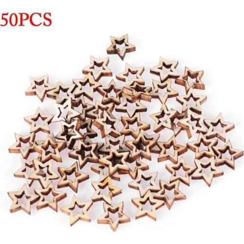50pcs DIY Wooden Hollow Star Shape Scrapbooking Embellishments Craft Handmade Home Wedding Decoration Accessory Home Ornaments