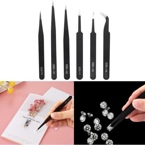6PCS/9PCS Tweezers For Intricate Dies Picking Up Gems And Other Small Items Broad-Tip Tweezers DIY Tools New Supplies 2021
