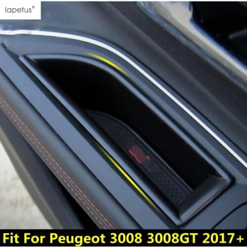 Lapetus Accessories For Peugeot 3008 3008GT 2017 - 2021 Front Inside Car Door Storage Pallet Armrest Container Box Cover Kit