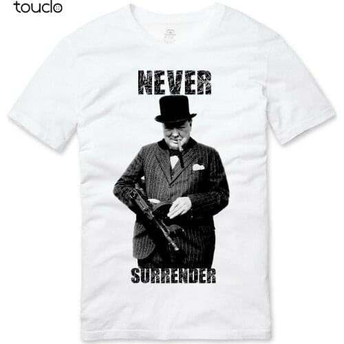 Winston Churchill Never Surrender Oversized Print T Shirt White