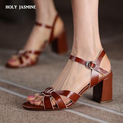 2021 New Sandals Female Italian Famous Designer Womens Shoes High Heel Fashion Sandals Gladiator Sandals Women Genuine Leather