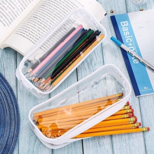 1Pcs Simple Style Pencil Case Transparent PVC Waterproof Pen Pouch Pencil Case Creative Korean Stationery School Office Supplies