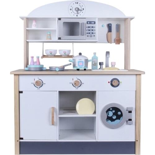 Kids Wooden Kitchen Toys Learn The Scene Of Mother Cooking Washing Clothes Toys Interesting Educational Toys For Boys And Girls