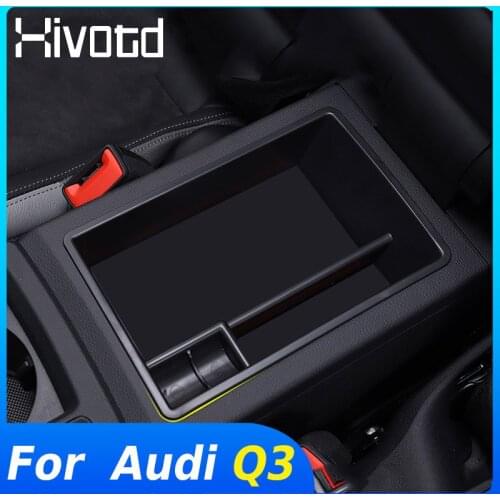 Hivotd For Audi Q3 2020 2019 Accessories Car Center Console Storage Box Organizer Black Plastic Case Cover Interior Modification