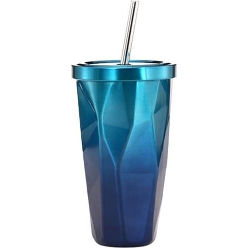 Gradient Classic Coffee Tumbler with Straw Lid 500ml Double Wall Stainless Steel Water Bottle Travel Coffee Beer Pint Cup