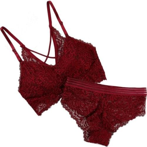 Sexy Wire Free Bra Lace Briefs Set Tank Top Summer Bottoming Underwear Set Women Lace Bra And Brief Sets Underwear set