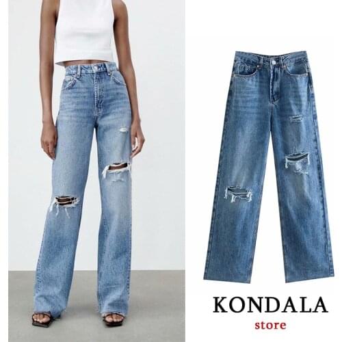 KONDALA Womens Ripped Jeans