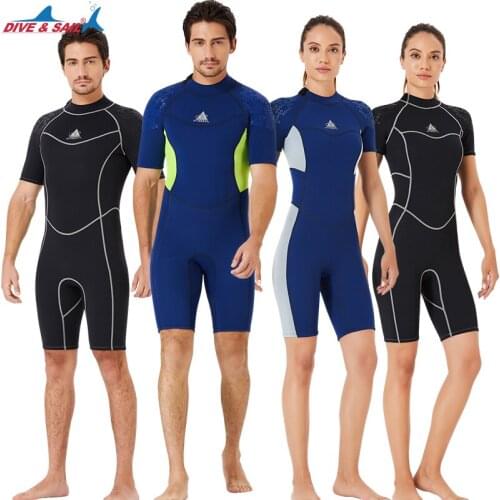 Short Men Women 1.5 MM Neoprene Diving Suit Black Zipper Beach Swimming Elastic Light Fishing Suit One-Piece Lovers Wetsuit