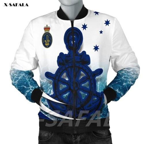 Australia Royal Navy Ocean Is Home 3D Printed Bomber Thick Jacket Man Female Outwear Baseball Flight Pilot Jacket Zipper Coat