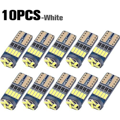 10pcs T10 194 168 W5W Led Bulbs White Signal Lamp Dome Reading License Plate Light Car Interior Lights Auto 12V