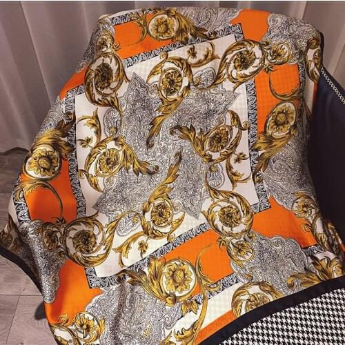 2021 Summer Sunscreen High-Grade Shawl Headcloth Female Print 90X90CM Kerchief Fashion Satin Silk Scarf Popular Square Bandana