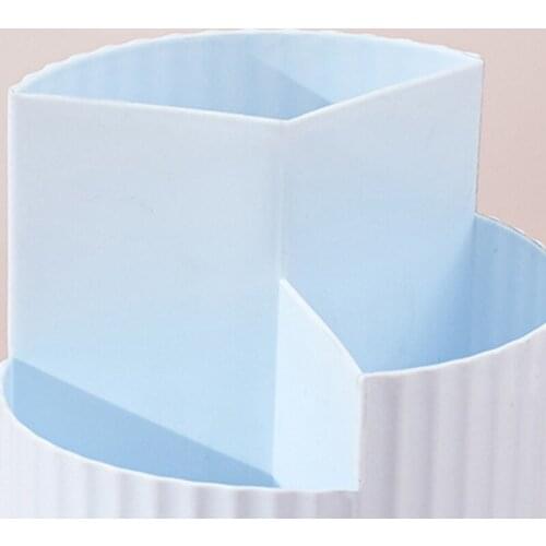M68E Desktop Pen Holder 360-Degree Rotating Makeup Brush Desk Organizer 3 Compartments Pen Cup Utensil Household Desktop Pen