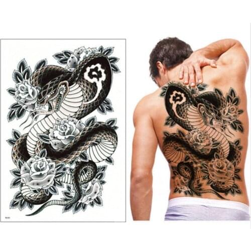 2018new Super big tattoo sticker full back chest temporary tattoos beauty snake dragon pattern large fake tattoo female cool men