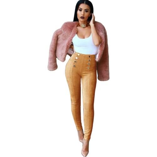 New Winter Pants High Waisted Push Up Slim Stretch Suede Leather Autumn Fashion Leggings Skinny Pencil Pants Trousers