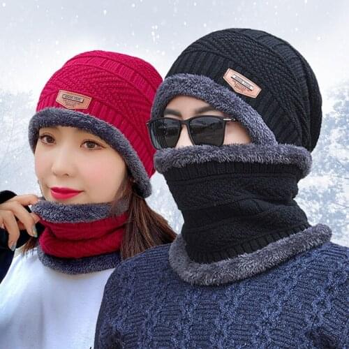New Winter Accessories Hats Bonnets for Women Designer Beanie Cycling Add Fluff Keep Warm Set Head Knitted Cap Men Scarf Hat