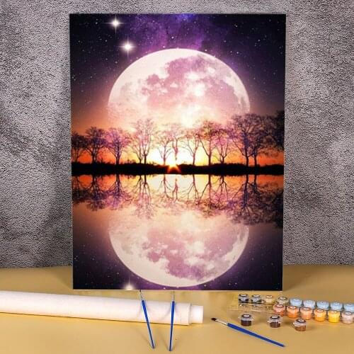 Landscape Moon Paint By Numbers Complete Kit Oil Paints 40*50 Painting On Canvas Wall Paintings Adults Handiwork Handicraft