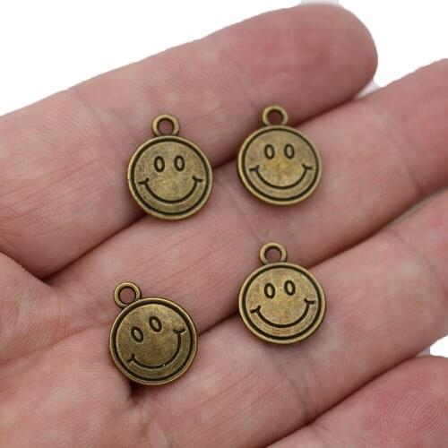 20Pcs Antique Bronze Plated Smile Face Charms Pendants for Jewelry Making Necklace DIY Bracelet Accessories Earrings