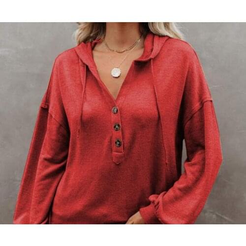 Popular top womens clothing 2020 new autumn / winter solid loose hooded sweater bel bdtv