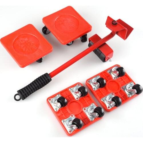 5PCS/Set Professional Furniture Transport Lifter Tool Set Furniture Mover Wheel Bar Roller Device Heavy Stuffs Moving Hand Tools