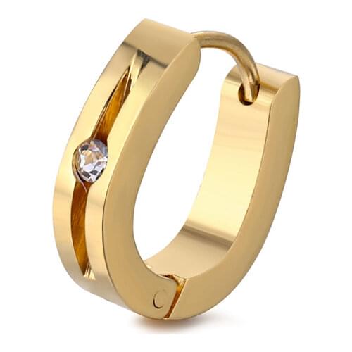 Simple Stainless Steel Pin Hoop Earrings Gold Color Zircon Circle Earring For Women Men Crystal Ellipse Party Jewelry Mujer Gift