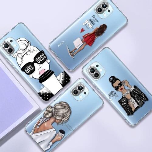 TUP Clear Case for Xiaomi Mi Poco X3 NFC M3 F3 11 10T Pro Note 10 Lite 9T Transparent Soft Phone Cover Fashion Beautiful Girl