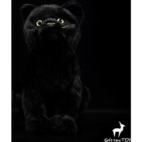 Real life Black cat kids toys plush stuffed animals doll soft cats dolls present girlfriend toy good quality