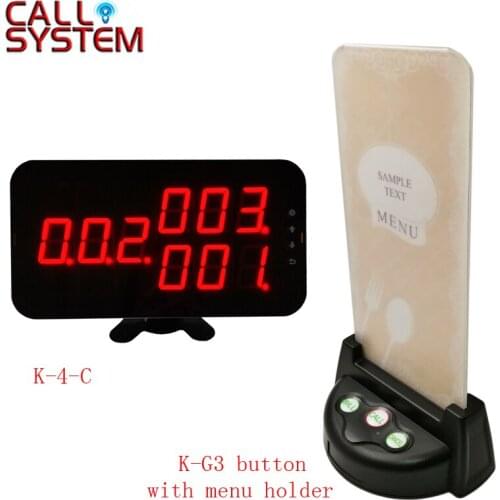 Restaurant waiter calling system 3-digit display receiver K-4-C with 15pcs Table Buzzer menu holder