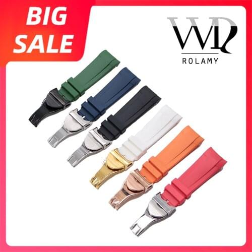 Rolamy 22mm TOP Quality Luxury Orange Red Waterproof Silicone Rubber Watch Band Straps Bracelets For Tudor Black Bay