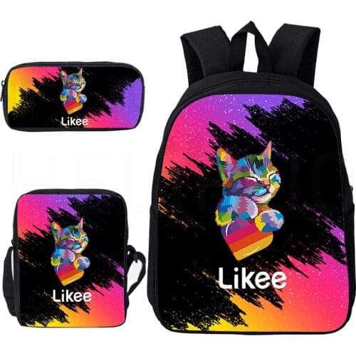 Likee App Backpack Women Rainbow Shoulder Rucksack Girls Kawaii Travel Large Capacity Satchel Work Laptop 3D Print Cute Cat Bag