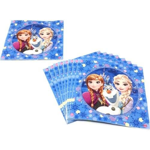 Disney Queen Elsa Anna Theme 10pcs/lot House Moving Table Napkin Family Party Dinner Napkin Child Birthday Paper Napkin Tissue