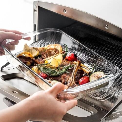 Plate family dish plate toughened glass thickened fish plate large rectangular oval plate for microwave oven