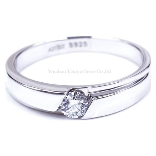 Tianyu Gems Silver Men Simple Finger Band Rings 4mm Moissanite Diamonds Wedding Rings 2021 Hot Male Gemstone Jewelry Accessories