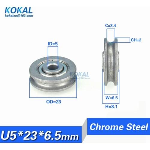[U0523-6.5]1PCS high quality chrome steel Gcr15 U/V groove type track roller wheel furniture DIY small pulley 0523UU 5*23*6.5mm
