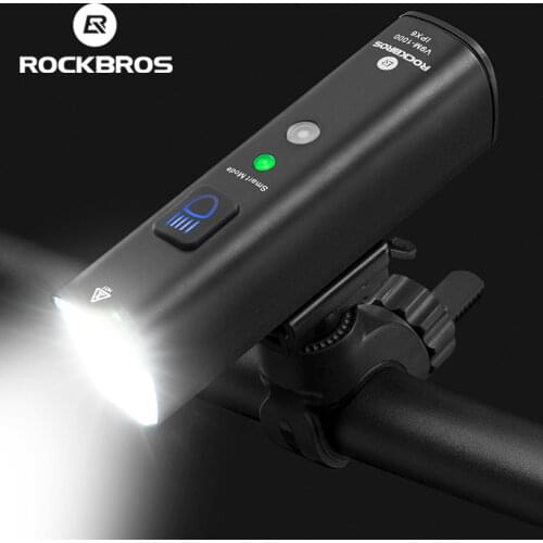 ROCKBROS 1000Lumen Bike Light Smart Vibration Sensing Bike Lamp 5Modes Bicycle Headlight LED Flashlight Lantern Bike Accessories