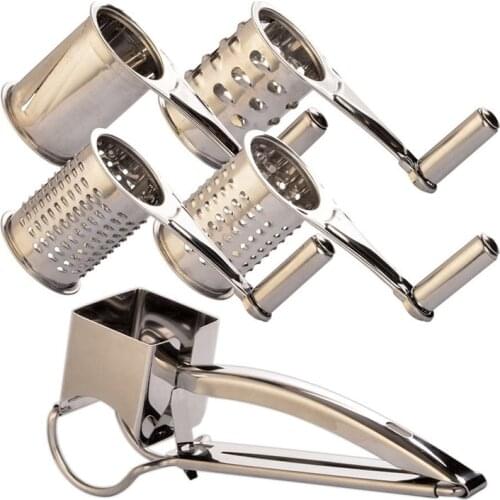 Rotary Cheese Grater Vegetable Slicer Shredder and Grinder with 4 Interchangeable Stainless Steel Grums