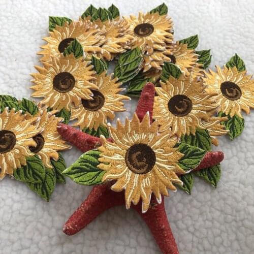 Yellow Sunflowers Flower Iron on Patches Sewing Embroidered Applique for Jacket Clothes Stickers Badge DIY Apparel Accessories