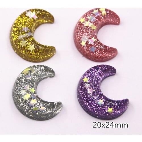 10pcs Resin shiny crescent moon flat back Cabochon Art Decoration Charm DIY Craft small decoration 20x24mm