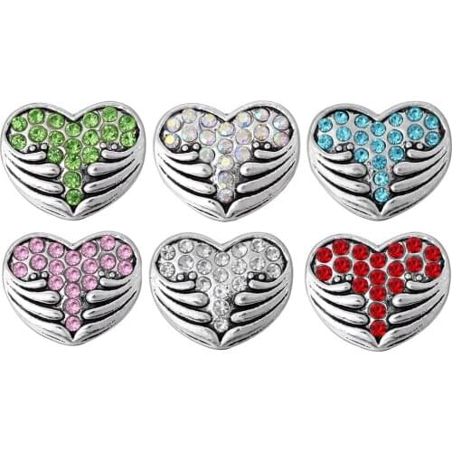 10pcs/lot Valentines day Heart Snap Button Jewelry Rhinestone Metal 12mm Snap Buttons fit Snap Bracelet Bangles Snap Jewelry