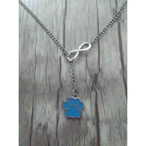 Hot New Fashion Jewelry Vintage Good luck 8 Enamel Dog Cat Paw Pendant&Necklace Choker Jewelry For Women Gift 10pcs D146