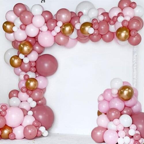 135Pcs/set Rosewood Pink Balloons Garland Kit Chrome Gold Pink Balloon for Birthday Baby Bridal Shower Party Decor Globos Arch