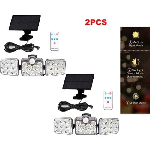 2pcs 138 led seperable remote Solar Light Motion Sensor Outdoor Recharged Waterproof Solar Garden Lamp Path Street Outdoor Wall
