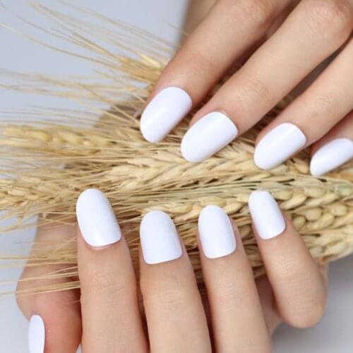 2020 24pcs Hot new design beautiful delicate oval candy cute fake nails nail color White P W X