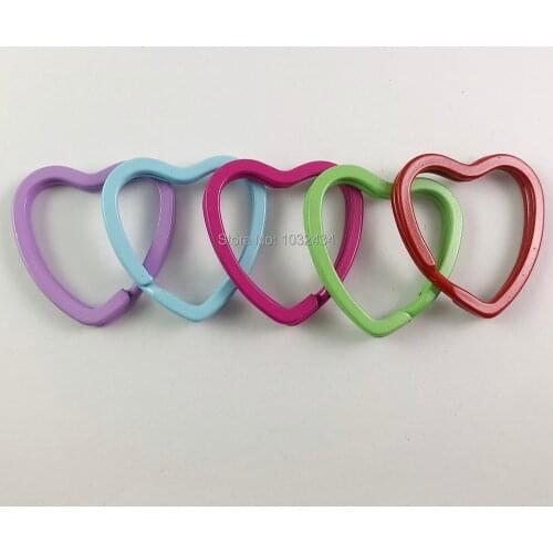 500 pcs/lot Metal Heart Shaped Key Chain Colorful Split Rings Loop Hook DIY Accessories