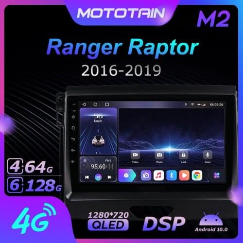 Mototain Autoradio automotive Radio 2 Din for Ford Ranger Raptor 2016 - 2019 Android 10.0 Multimedia 4G LTE 6G Ram 128G Rom