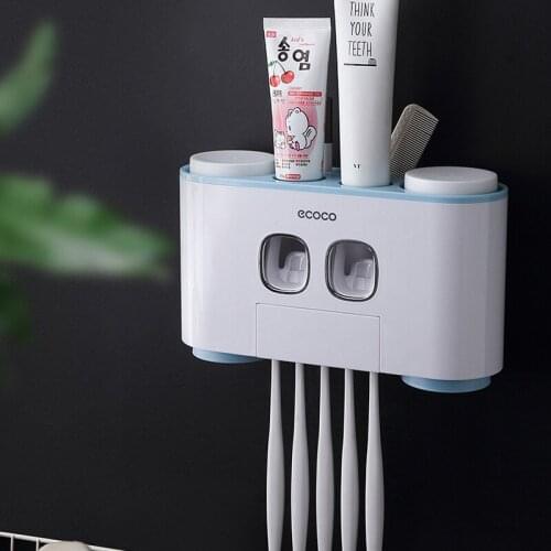Auto Squeezing Toothpaste Dispenser Bathroom Accessories Modern Stylish Wall Paste Mounted Toothbrush Holder Toothpaste Squeezer
