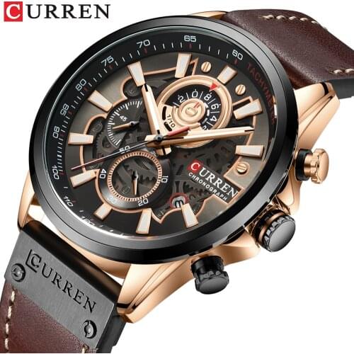 New CURREN Fashion Watches for Men Military Leather Top Brand Luxury Sports Chronograph Quartz Watch Man Relogio Masculino