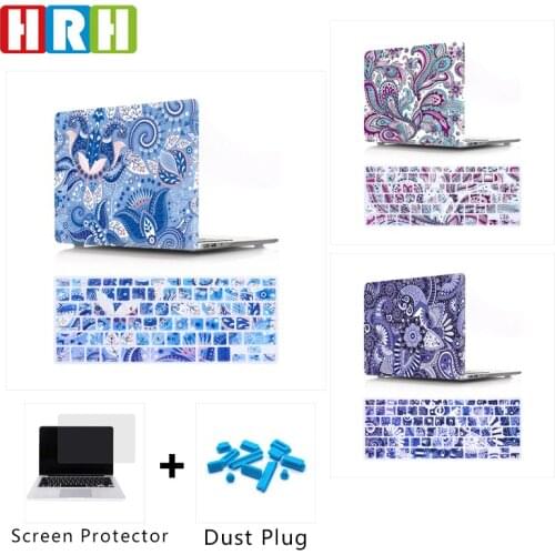 HRH Flower Silicone Keyboard Protector Laptop Body Shell PC Hard Case for Mac Air Pro Retina 13 12 15 11 Touch A2159 A2289 A2251