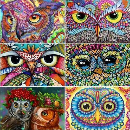 Evershine Diamond Painting 5D Owl Cross Stitch Kit Diamond Embroidery Animal Full Square Beaded Rhinestones Art Handmade Hobby