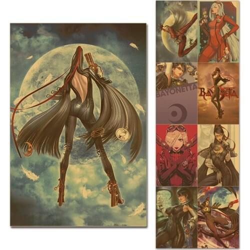 Bayonetta illustration Game Poster 30x45cm Retro Brownpaper Style Wall Posters Jeanne Home Decor Internet Cafe Bar Decoration