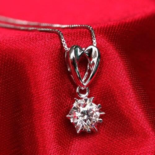 Classical Snowflake Design 925 Sterling Silver Necklaces For Women 0.6ct SONA High Carbon Drill Pendant Necklace LN150477